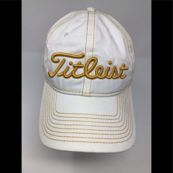 Titleist white/gold footjoy adjustable baseball hat